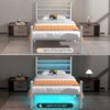 J.Fkne Twin Bed Frame with LED Lights & Charging Station,