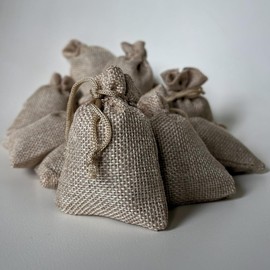 Kwigs Getrocknete Lavendelsäcke, Origine Provence, 12 Beutel aus Jute, gefüttert, 120 g, trockener Lavendel, hergestellt in Haute Provence, ohne GVO, Beutel für Schränke, Kleiderschrank, Stoff