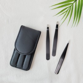 Immols professional tweezers set, beard tweezers, gray hair, fine hair, eyebrow hair removal tweezers, Immols tweezers 3-piece set (black) / 이몰즈 전문가용 족집게 세트 수염 쪽집게 흰머리 미세모 눈썹 제모 핀셋, 이몰즈 족집게 3종세트(블랙)