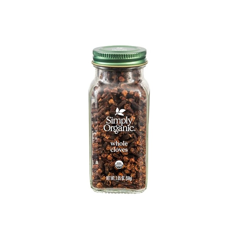 Simply Organic Whole Cloves, 2.05 Ounce Jar, Hand-Selected, Intensely Aromatic