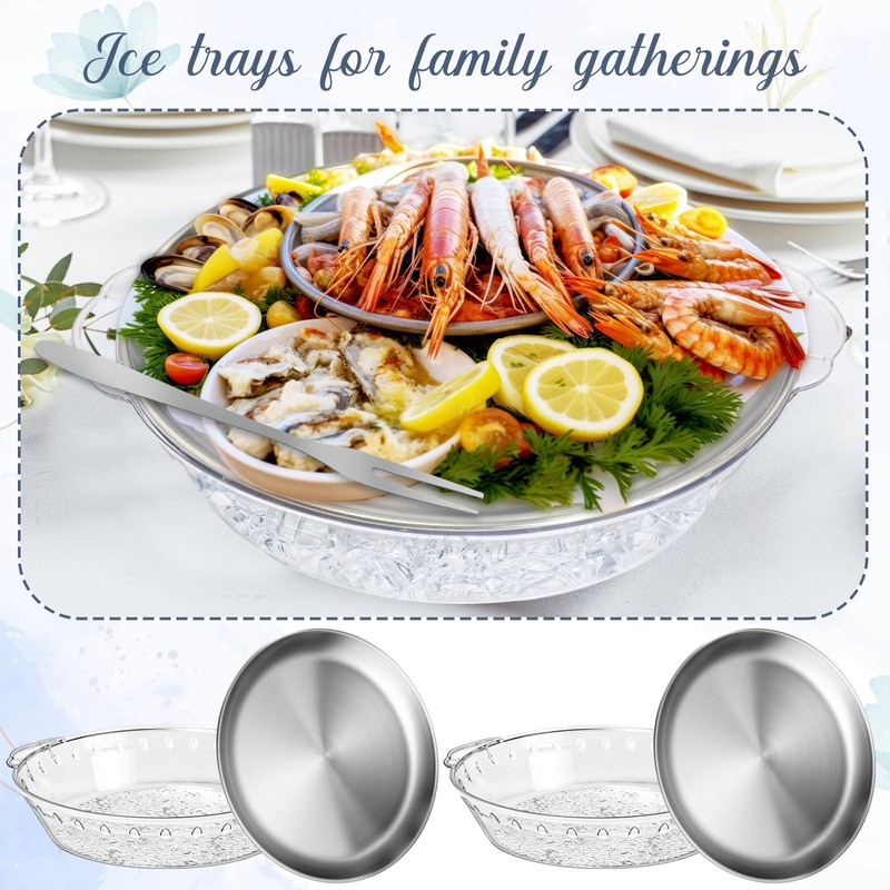 Baderke 2 Sets 11.8" Chilled Serving Tray for Parties Round