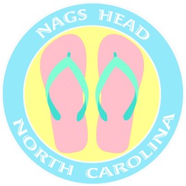 Athena Brands Flip Flops Nags Head North Carolina - Car Truck Window Bumper Sticker Decal - Wakeboard Blue
