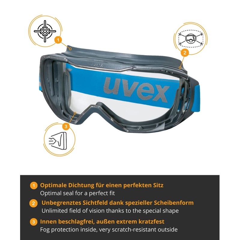 Uvex Megasonic, overgoggles for people who wear glasses, anti-fog and