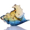 DOVDOV Hand Blown Glass Conch Statues, Blue and Amber Glass