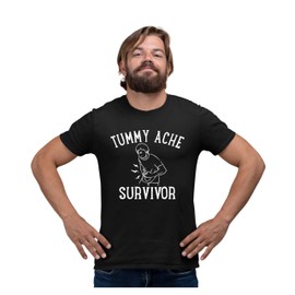 Large Black Mens Tummy Ache Survivor Funny T-Shirt