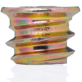 YoiYee Heavy Duty Wood Furniture M6 x 9mm Threaded Insert Nuts Interface Hex Socket Drive Zinc Yellow Passivated - 25pcs