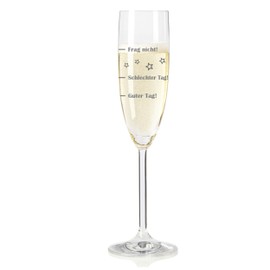 Leonardo Champagne Glass, Guter Tag!, Schlechter Tag!, Frag Nicht!, Gift Mood Glass with Funny Engraving, Mood Champagne Glass, 210 ml