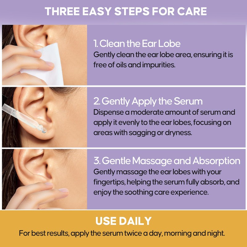 Rejuvenating Ear Lobe Serum, Ear Care Solution for Pierced Ears,