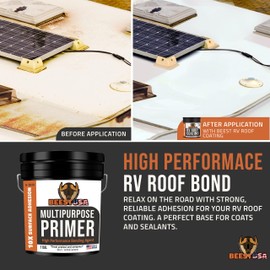 BEEST Multi-Purpose Primer - Gray, 1 Gallon Covers up to 250 Sq Ft| Liquid Rubber Deck Coating - Elastomeric Roof Coating - Water-Based, High-Adhesion Bonding Primer for Concrete, Metal, Wood, TPO