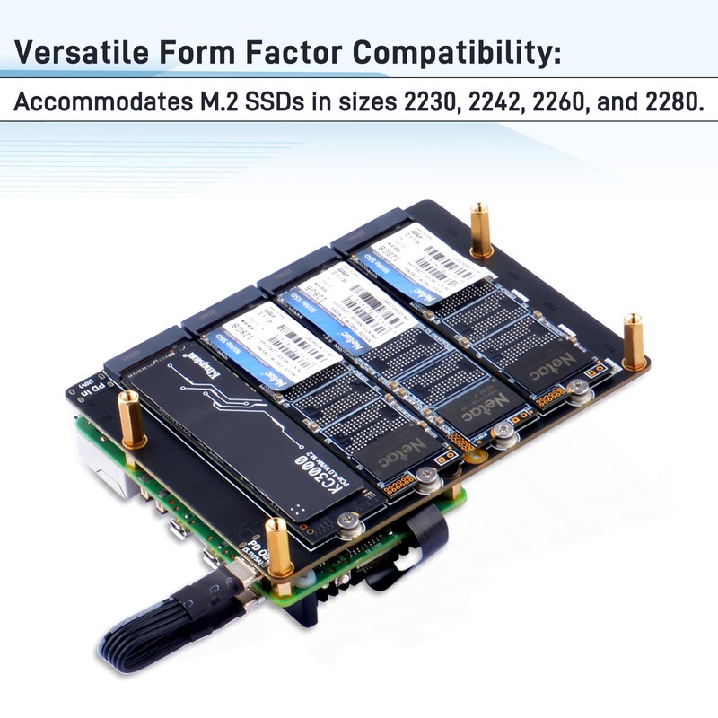 GeeekPi N16 Quad M.2 M-Key NVMe SSD HAT for Raspberry