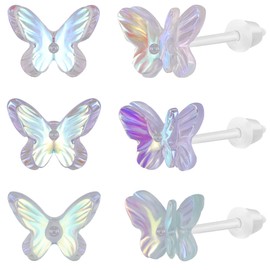 AoedeJ 4 Pairs Butterfly Stud Earrings Butterfly Plastic Earrings for Teenage Girls Butterfly Earrings for Women, Resin