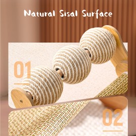 Cat Scratcher & Cats Scratch Pad with Sisal Ball – All-in-One Cats Couch Scratcher, Hammock, and Cat Bed for Indoor Cats, Wooden Cat Scratching Board Upgrade Edition