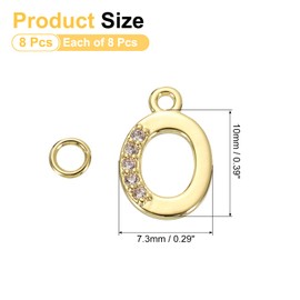 sourcing map 8 Pcs Letter Charm Bulk Initial Charm Alphabet Charm Pendant for Necklace Bracelet Earring Jewelry Making Diy, Gold-O
