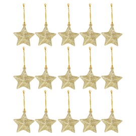 jojofuny 5cm Mini Gold Glitter Star Pendants, 30pcs Mini Star Baubles - Gold Star Christmas Ornaments for Xmas Tree Hanging Decoration