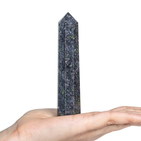 Large Crystal Wand,Indigo Gabbro Crystal Points Tower Wand Octagon 8 Faceted Natural Gemstone Prism Pointed for Reiki Chakra Meditation Chakra Stones Therapy Home Office Desk Decor Gift