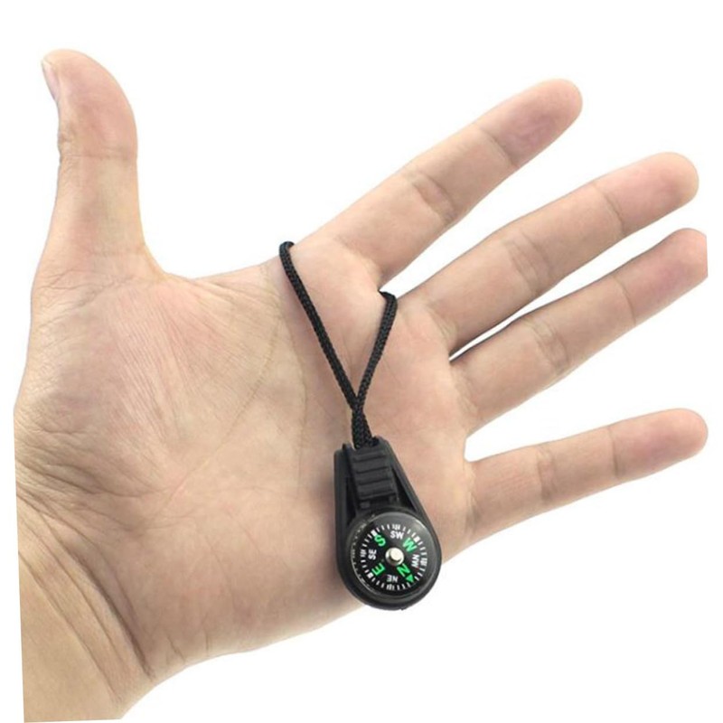KOMBIUDA 8PCS Mini Compass Keychain with Lanyard Portable Outdoor Pendant