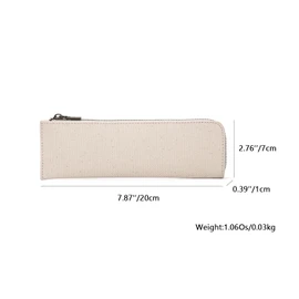YONBEN Canvas Pencil Case Slim Pencil Pouch with Cotton Canvas Zipper Pencil Case Bag Simple Stationery Pouch Bag (Beige, S)