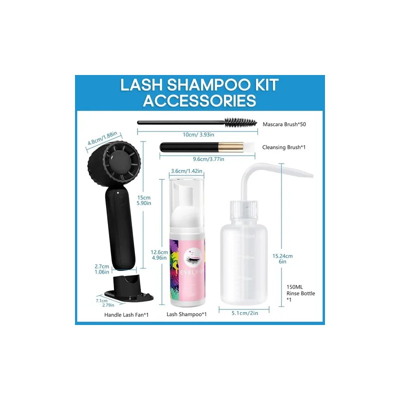 Kit Shampoo Espuma Para Pestañas Y Brocha Para Extensiones
