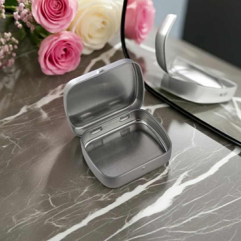 JUVITUS (3 Pack) 3 oz Rectangular Metal Hinge Top Steel