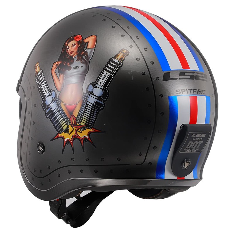 LS2 Helmets Open Face Spitfire Spark Helmet (Brushed Alloy -