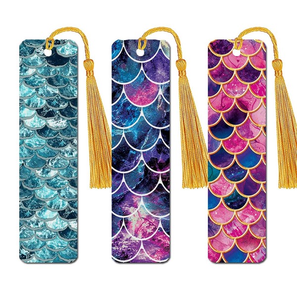 WIRESTER Set of 3 Metal Bookmarks with Light Gold Tassel