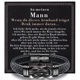 YADOCA Bracelet Men I Love You Gifts for Men Leather Bracelet Gift Husband Christmas Gift for Boyfriend Anniversary Gift for Him Wedding Anniversary Gifts for Men for Valentine's Day, Leather