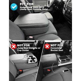 Center Console Armrest Cover for Dodge Ram 1500/2500/3500 2002-2012 Jump Seat, Car Middle Console Lid Protector, PU Leather, Anti-Scratch, Black