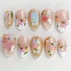24Pcs 3D Press on Nails Flower Fake Nails Almond Medium