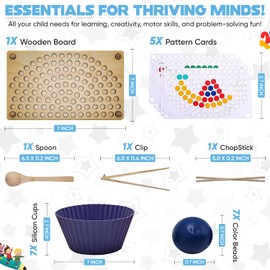 AISA Toddler Wooden Learning Montessori Toys for 3 Year Old – Wooden peg Board Bead Game Baby Rainbow Stacking Matching Counting Color Sorting Games for fine Motor Math Skills Boys and Girls