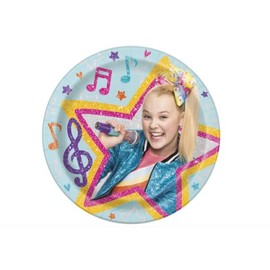 Unique JoJo Siwa Multicolor Round Dinner Plates - 9" (8 Pcs) - Disposable Paper Party Tableware Set - Perfect for Kids' Themed Parties & Events