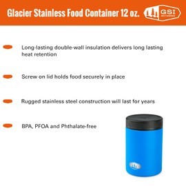 GSI Outdoors Glacier Stainless Food Container I 12 oz Double Wall, Vacuum Insulated, Thermal Container for Hot Food