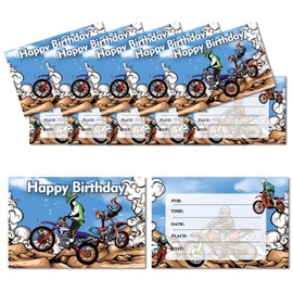 20 PCS Dirt Bike Birthday Invitations for Boys.Motorcycle Birthday Party Supplies,Birthday Invitations for Boys