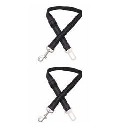 GXGM Pack of 2 Seat Belt Dog Car Adjustable Pet Car Safety Belt for Dogs Bungee Dog Seat Belt Harness Tether with Clip Hook Closure & Buckle Swivel Carabiner Black, blue