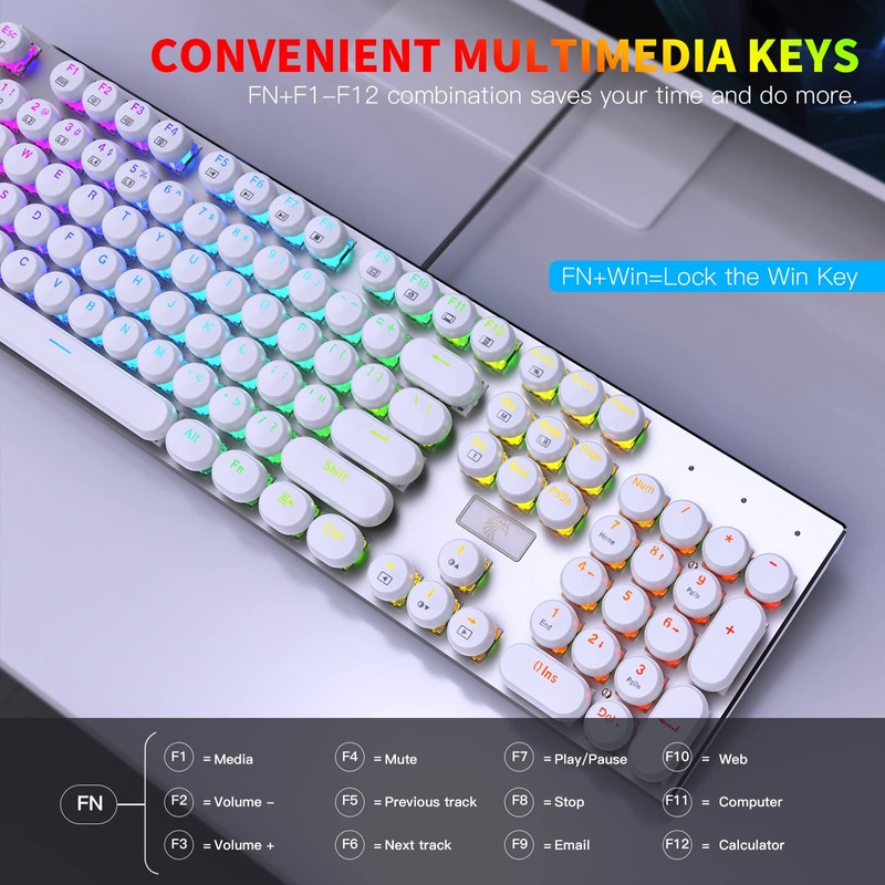 HUO JI E-Yooso Z-88 Wired Typewriter Style Mechanical Gaming Keyboard,