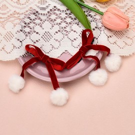 Red Christmas Hair Clips for Women Girls Plush Hair Clips for Teen Girls Bowknot Hair Clip for for Kids Bow Barrette Hair Clips for Fine Thick Hair Xmas Hair Accessories set of 2