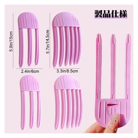 Root Rising Clip Bangs, 4-Piece Set, 6 Teeth + 3 Teeth, Fluffy, Hair Curler, Root Comb, Convenient Hair Styling Tool, For Long and Short Hair (Pink & Light Purple)