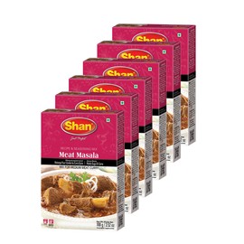 Shan - Meat Masala Seasoning Mix (100g) - Spice Packets for Medium Meat Curry (Pack of 6)