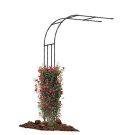 Twira Half Side Garden Arch Trellis, 7.9FT Metal Garden Arbor Trellis for Climbing Plants Outdoor, Black Half Arch Wedding, Garden Archway Arbors and Trellises Decoration for Lawn, Patio, Backyard