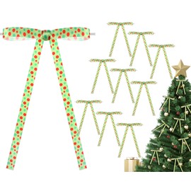 Canlierr 48 Pcs Christmas Mini Tree Bow Lime Green Polka Dot Christmas Wreath Bow Christmas Twist Tie Bow Decorative Bow for Xmas Trees Garland Ornaments Gift Wrapping Crafts