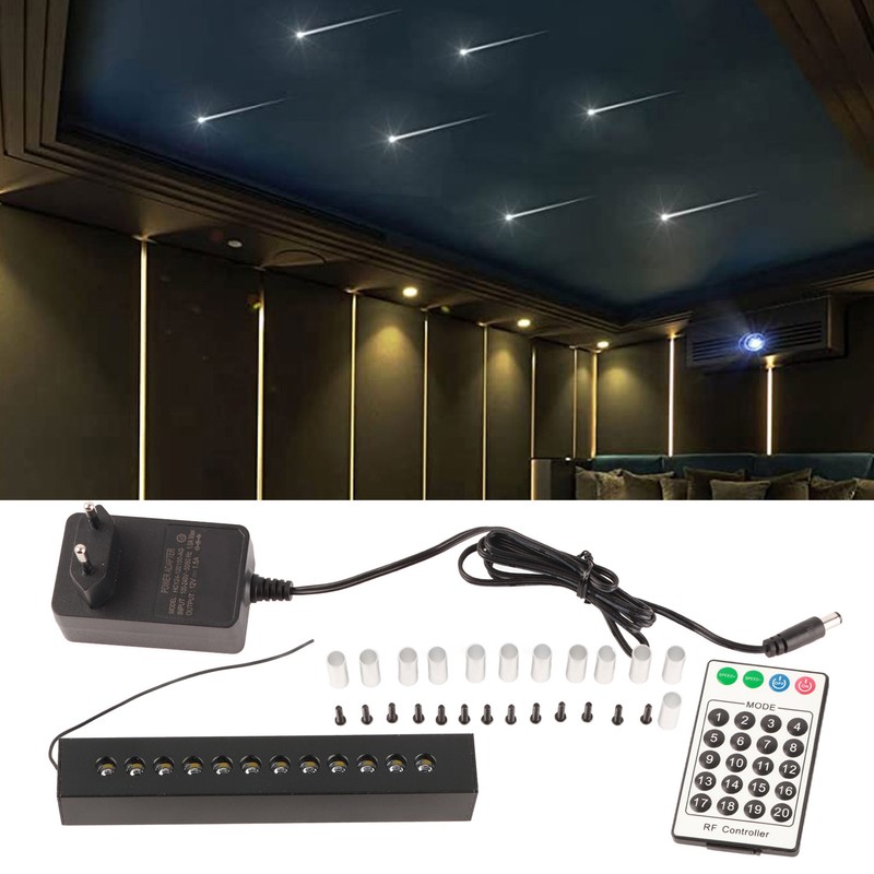 Fiber Optic Lights Kit 12 Holes 6W White Light Meteor