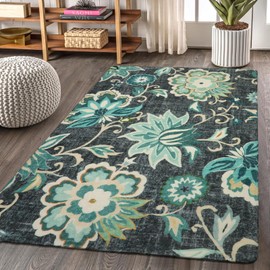 Lahome Floral Living Room Rug - 3x5 Area Rugs for Bedroom Machine Washable Non-Slip Throw Kitchen Entryway Rug Soft Paisley Print Distressed Floor Capet for Office Laundry Room Dining Room Bathroom