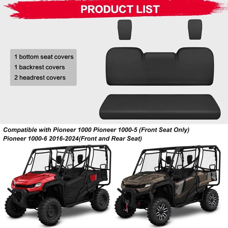 smotrcc Pioneer 1000 Seat Covers with Headrest Covers, Compatible with
