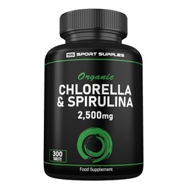 Organic Chlorella and Spirulina - 2500mg - 300 Tablets - Broken Cell Wall - Pure Formula Supplement with No Additives