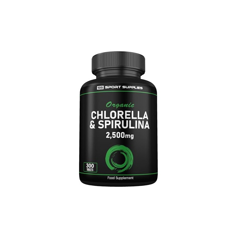 Organic Chlorella and Spirulina - 2500mg - 300 Tablets -