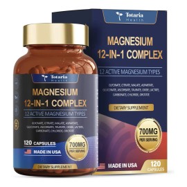 Totaria Complejo De Magnesio 12 En 1 Con 120 Caps Hecho Usa Sabor Sn                                                                                  
