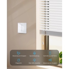 HEUXGIR Interruptor WiFi Persianas, Interruptor Táctil de Pared para Cortina Eléctrica, Control de APP y Función de Temporizador, Compatible with Alexa y Google Home (3002)