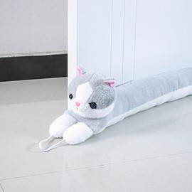 36 Inch Heavy Duty Under Door Draft Stopper, Decorative Cute Animal Stopper for Door & Window, Noise Blocker Sound Proof Seal Heavy Duty Reduce Noise Bottom of Door with Hanging Loops-Grey Cat