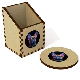 Azeeda 'French Bulldog in Circle Frame' Desk Tidy/Pencil Holder (DT00109593)
