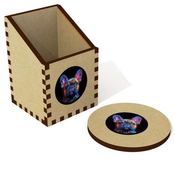 Azeeda 'French Bulldog in Circle Frame' Desk Tidy/Pencil Holder (DT00109593)