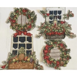ironons.us Christmas Wreaths and Windows -  Iron On Fabric Appliques